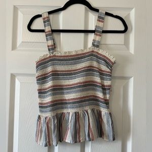 USA Gypsies and Moondust Red White and Blue Peplum Smocked Tank Top
